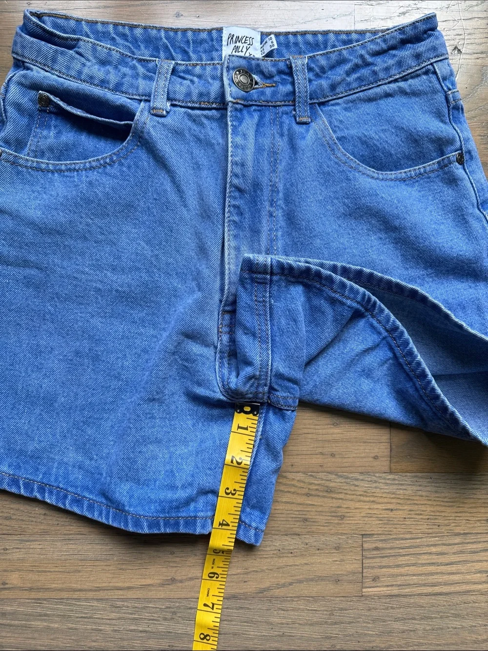 Princess Polly Blue High-Rise Denim Shorts size 6 - Picture 6 of 8